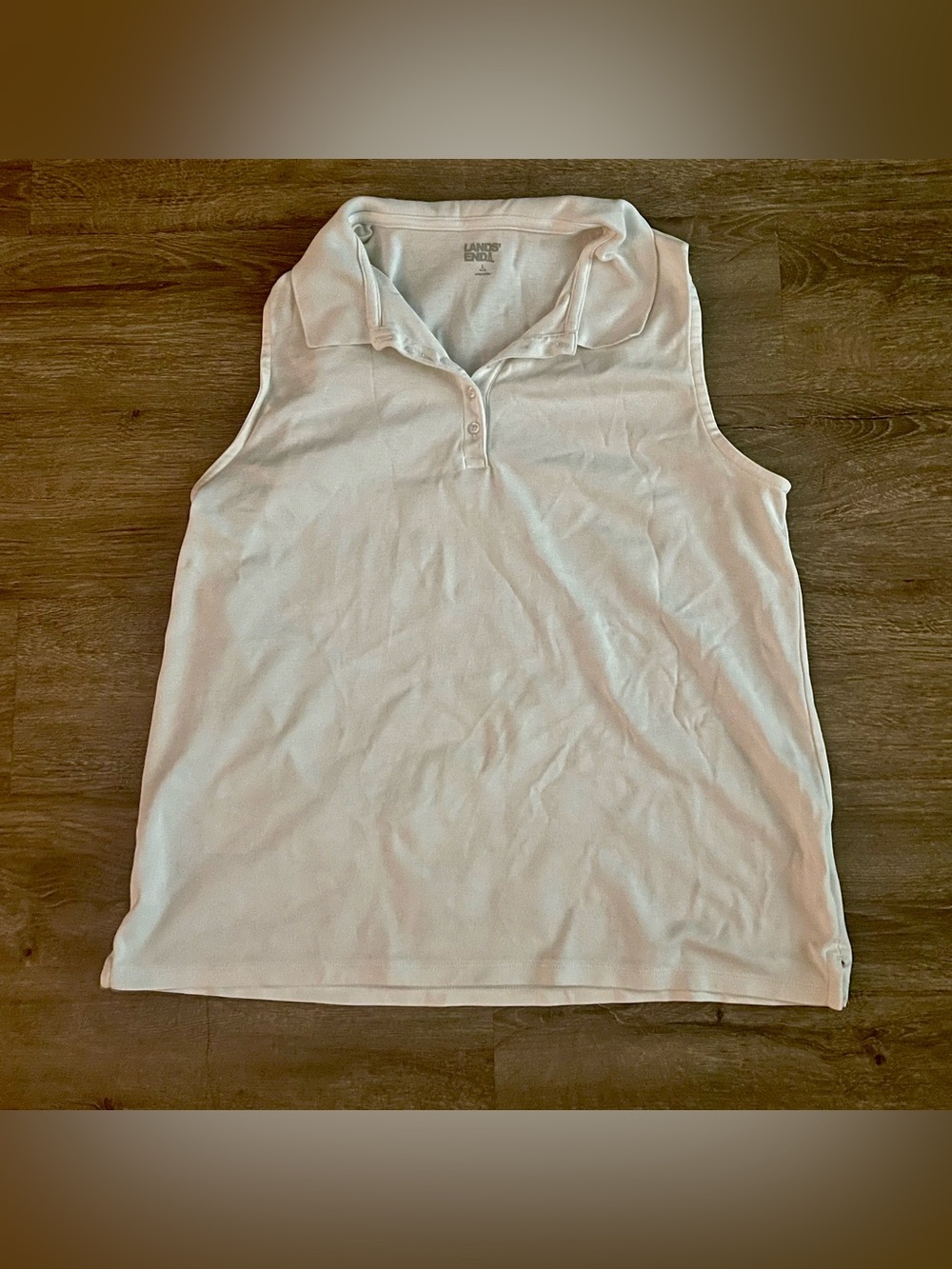 Lands' End White Sleeveless Polo Shirt Size Large 14-16